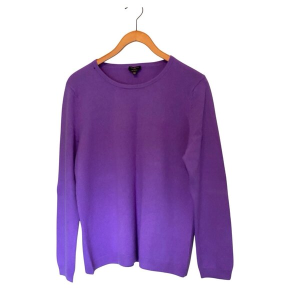 Talbots Women’s Cashmere Sweater XL Petite Purple Long Sleeve Distressed Holes - Picture 1 of 8